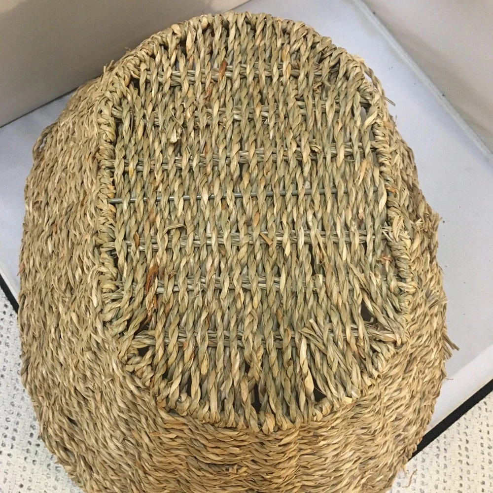 Woven Seagrass Storage Basket Home OS Tan Oval With Handles Cottagecore Bohemian